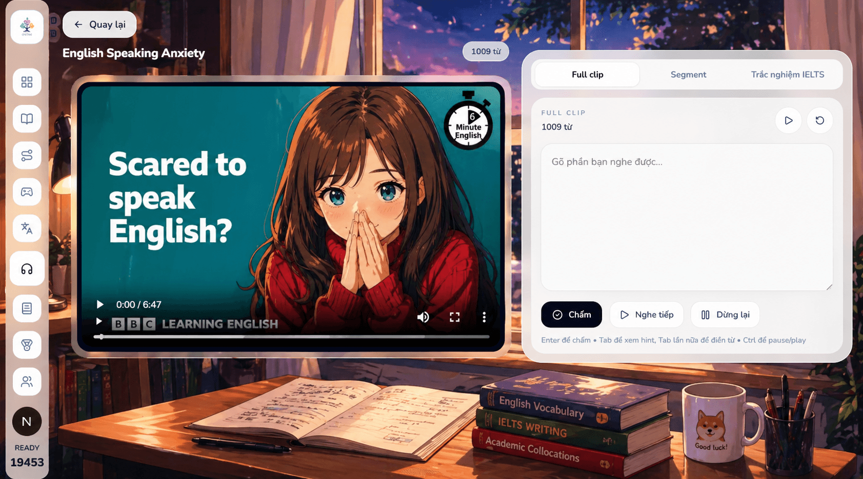 Luyện nghe theo clip trên Cày Từ Vựng